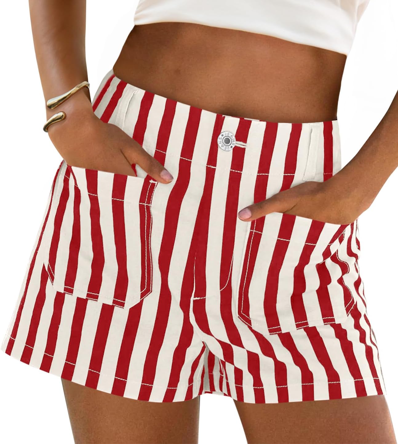 🔥 Summer Sale ✨ Women’s Striped Denim Shorts | High Waisted Wide Leg Jorts, Casual Jean Shorts for Beach Trips, Vacation & Everyday Summer Outfits 🌴
