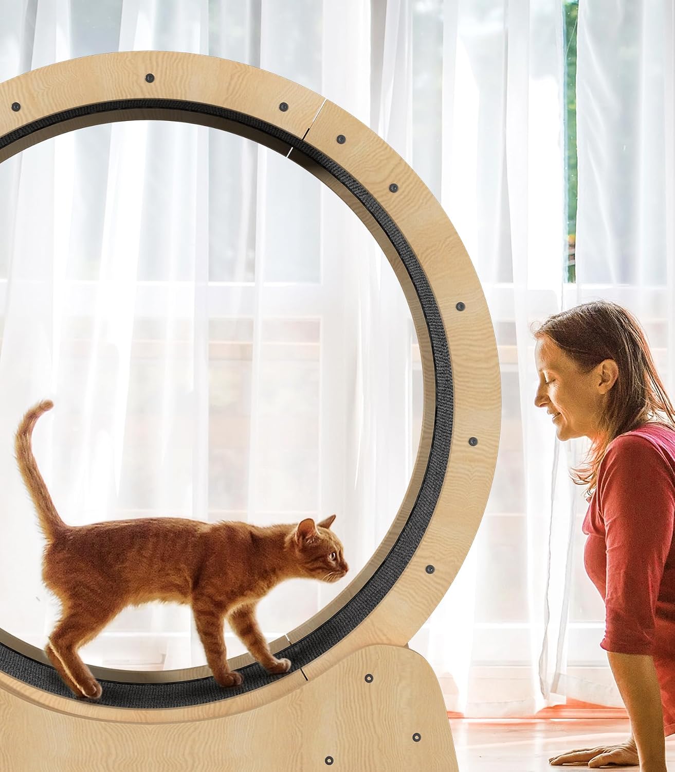 🔥 100cm Wooden Cat Running Wheel – Low-Noise Exercise Wheel for Large Indoor Cats | Limited-Time Sale