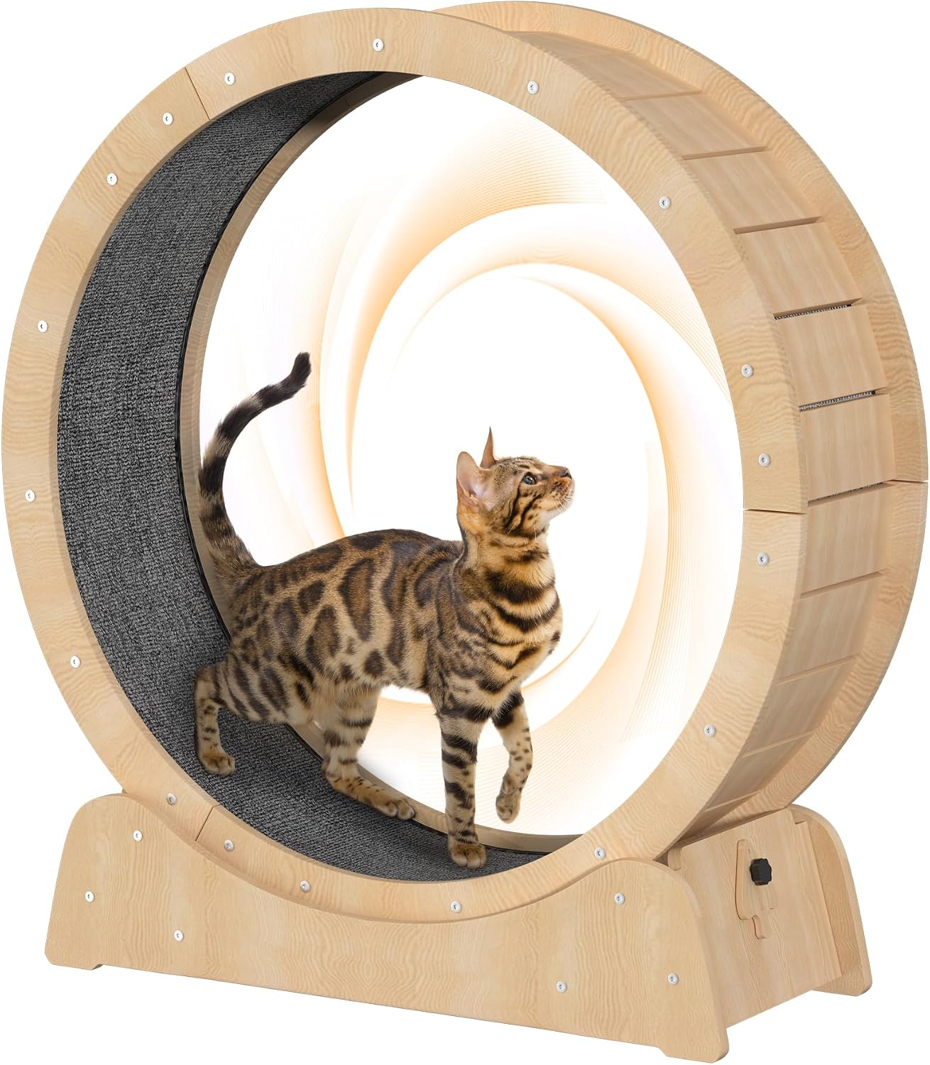 🔥 100cm Wooden Cat Running Wheel – Low-Noise Exercise Wheel for Large Indoor Cats | Limited-Time Sale