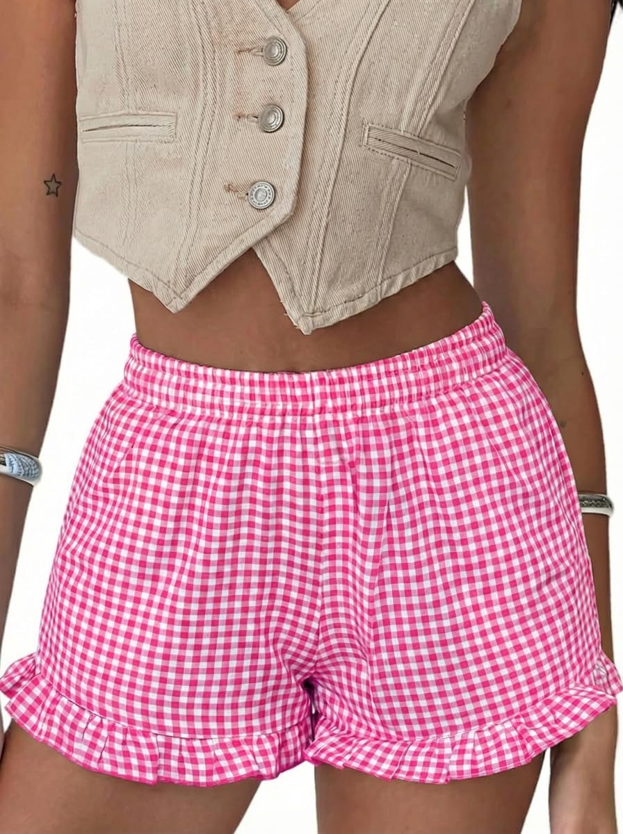 Boxer Shorts Gingham Shorts Y2K Beach Bottoms