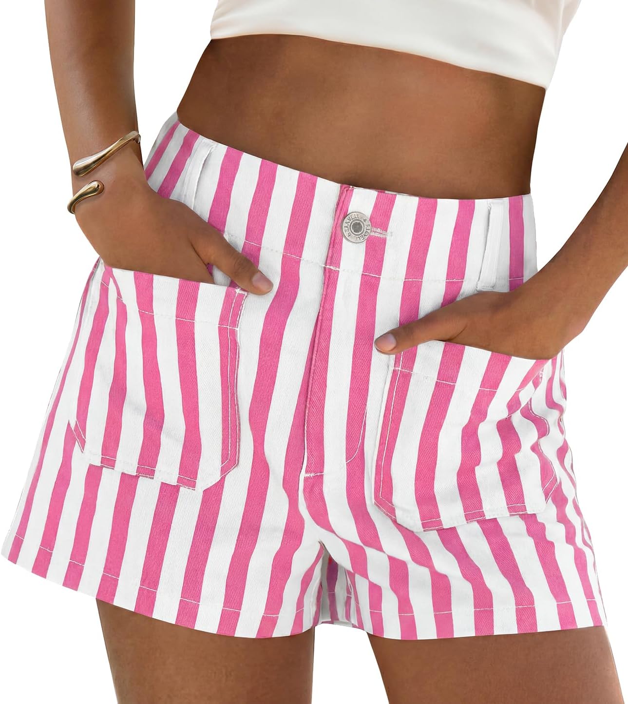 🔥 Summer Sale ✨ Women’s Striped Denim Shorts | High Waisted Wide Leg Jorts, Casual Jean Shorts for Beach Trips, Vacation & Everyday Summer Outfits 🌴