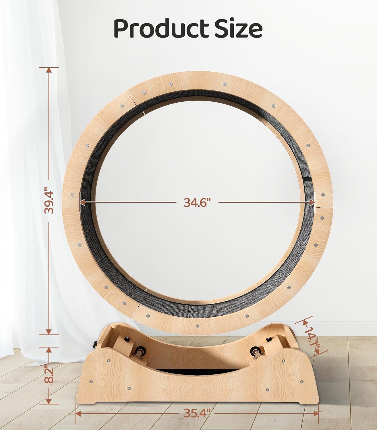 🔥 100cm Wooden Cat Running Wheel – Low-Noise Exercise Wheel for Large Indoor Cats | Limited-Time Sale
