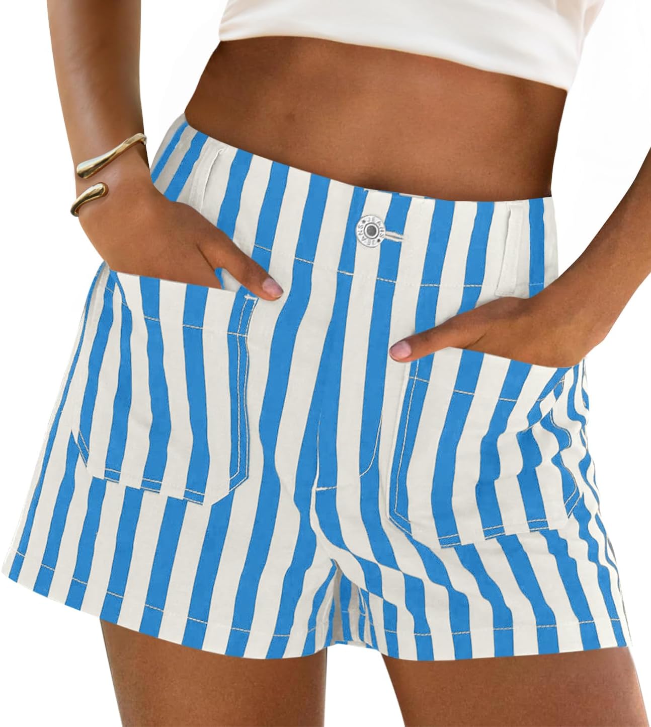 🔥 Summer Sale ✨ Women’s Striped Denim Shorts | High Waisted Wide Leg Jorts, Casual Jean Shorts for Beach Trips, Vacation & Everyday Summer Outfits 🌴