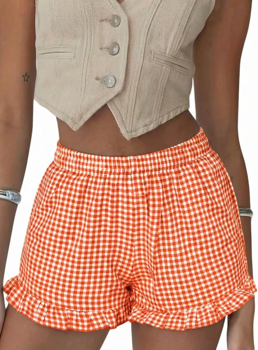 Boxer Shorts Gingham Shorts Y2K Beach Bottoms