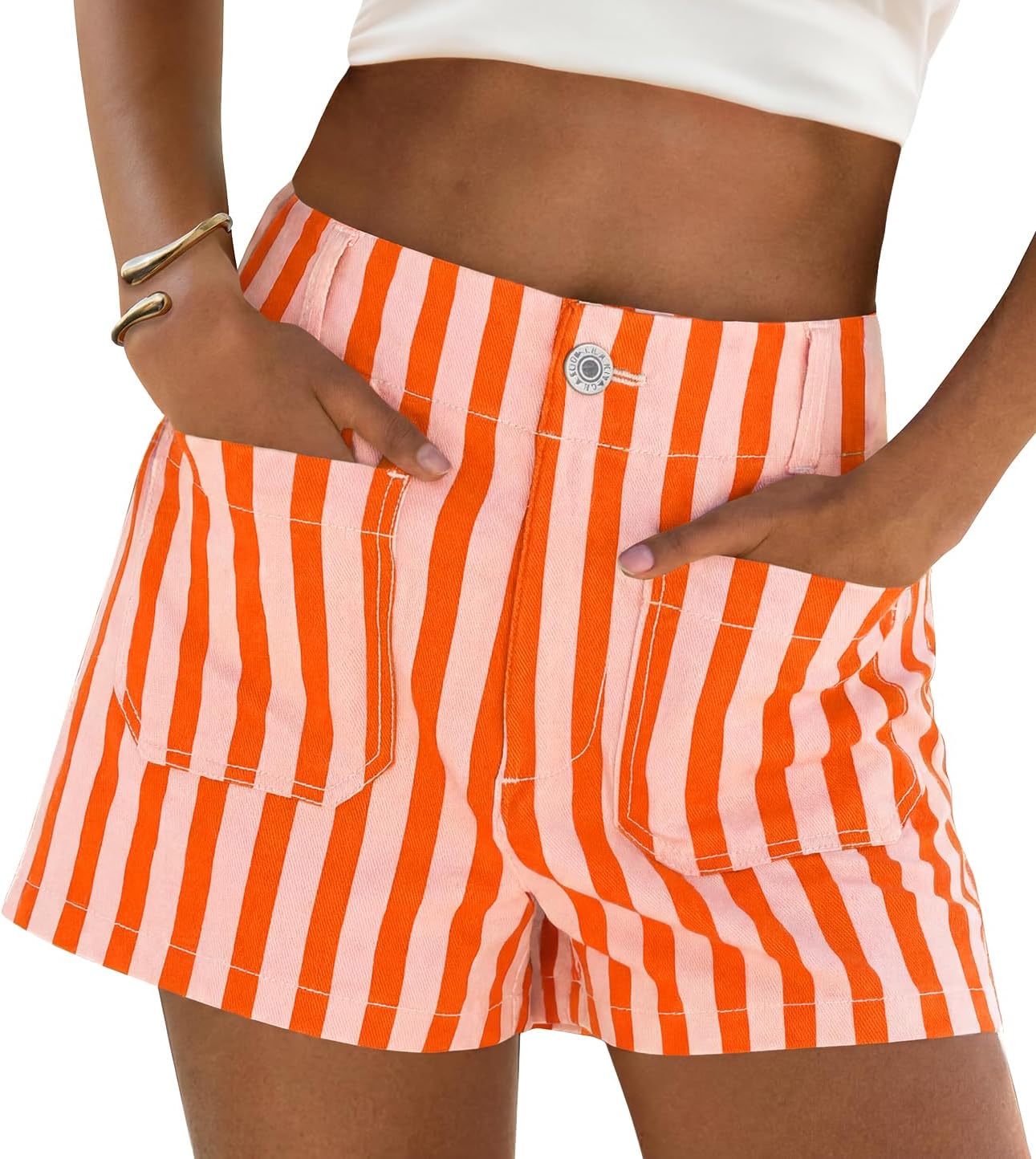 🔥 Summer Sale ✨ Women’s Striped Denim Shorts | High Waisted Wide Leg Jorts, Casual Jean Shorts for Beach Trips, Vacation & Everyday Summer Outfits 🌴