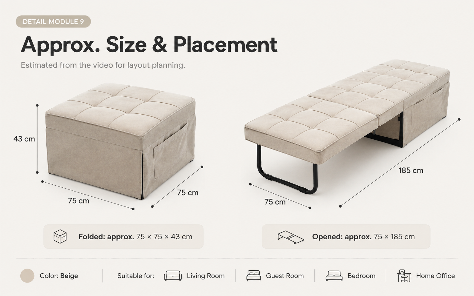 Convertible Ottoman Bed Size