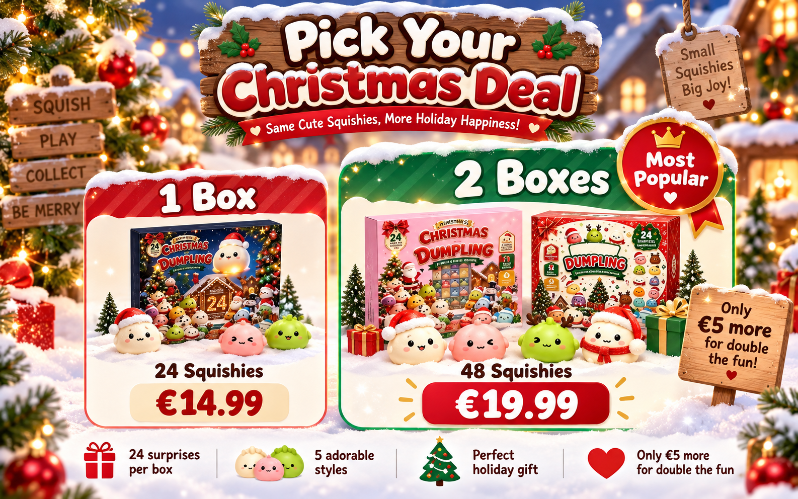 Five Christmas Squishies Advent Calendar styles