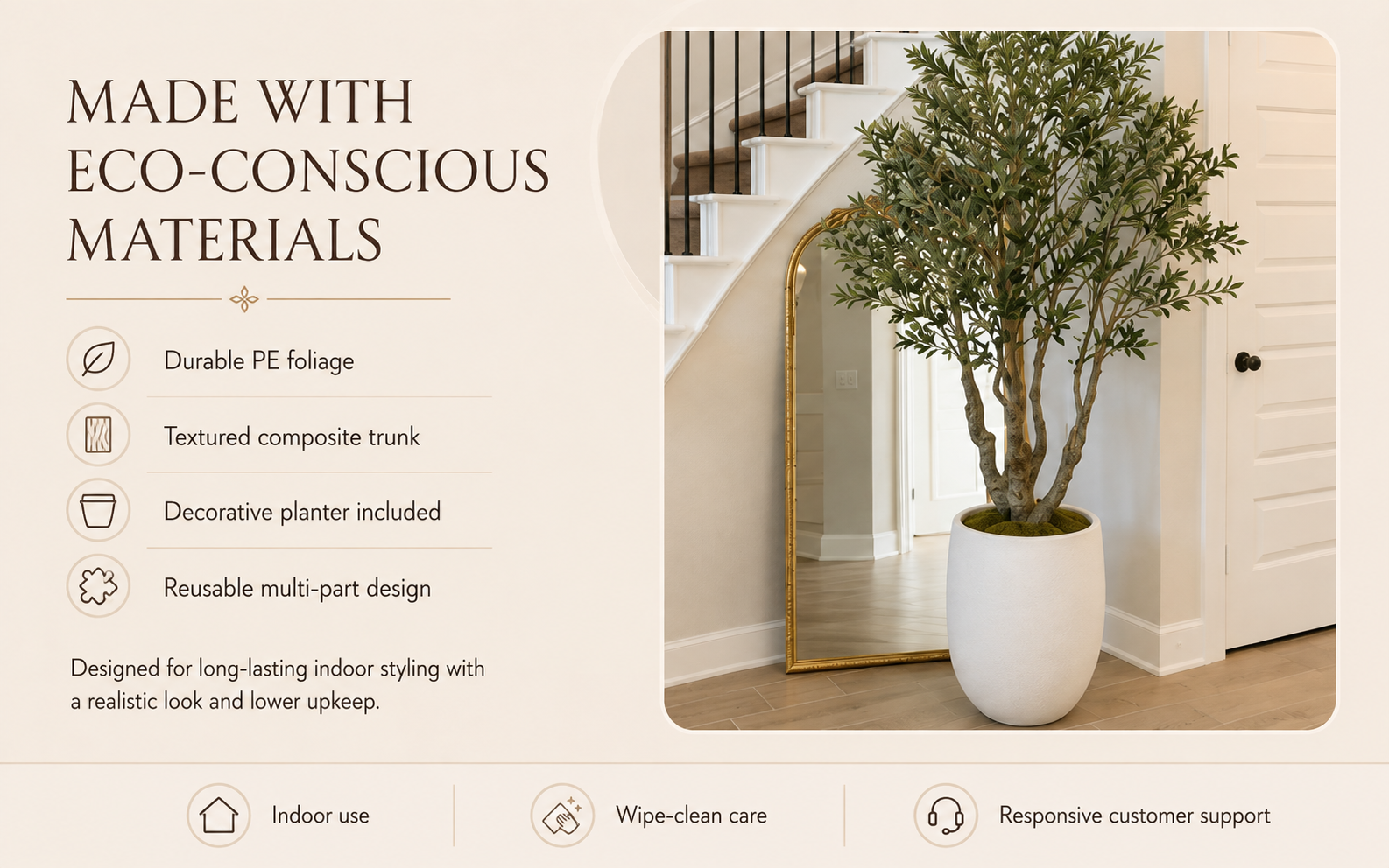 Large Faux Olive Tree Size and Weight