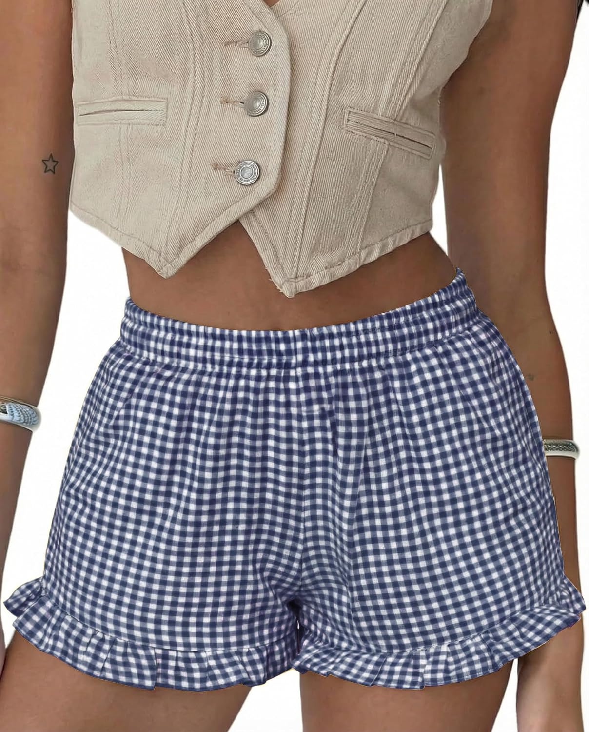 Boxer Shorts Gingham Shorts Y2K Beach Bottoms