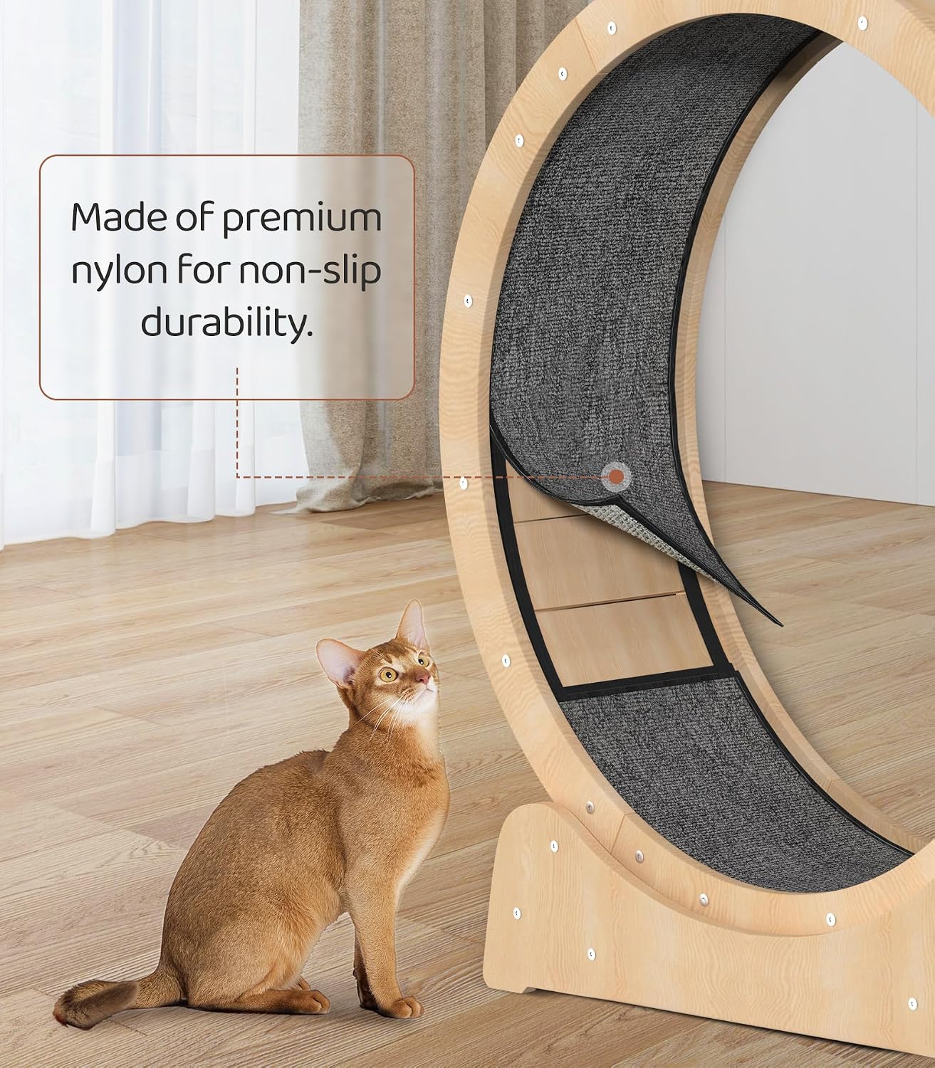 🔥 100cm Wooden Cat Running Wheel – Low-Noise Exercise Wheel for Large Indoor Cats | Limited-Time Sale