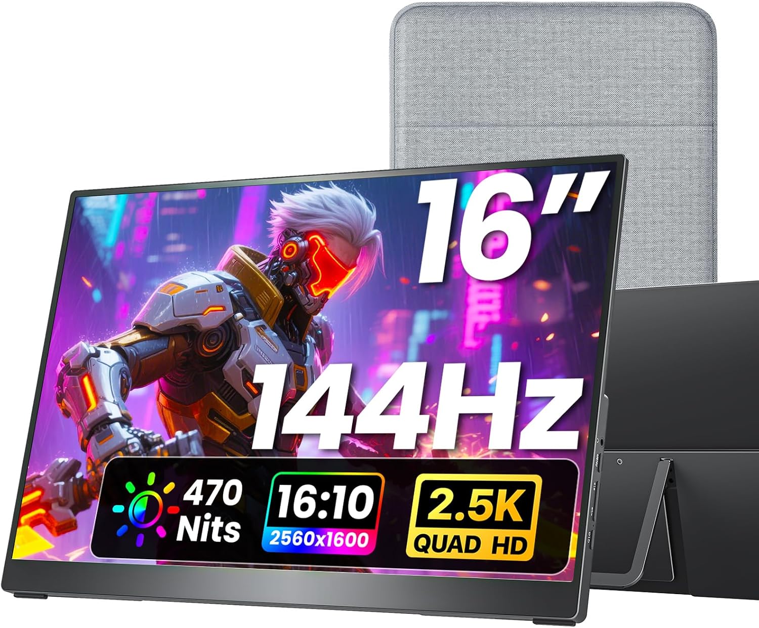 16" Portable Monitor for Laptop, MacBook, PC & Gaming Consoles