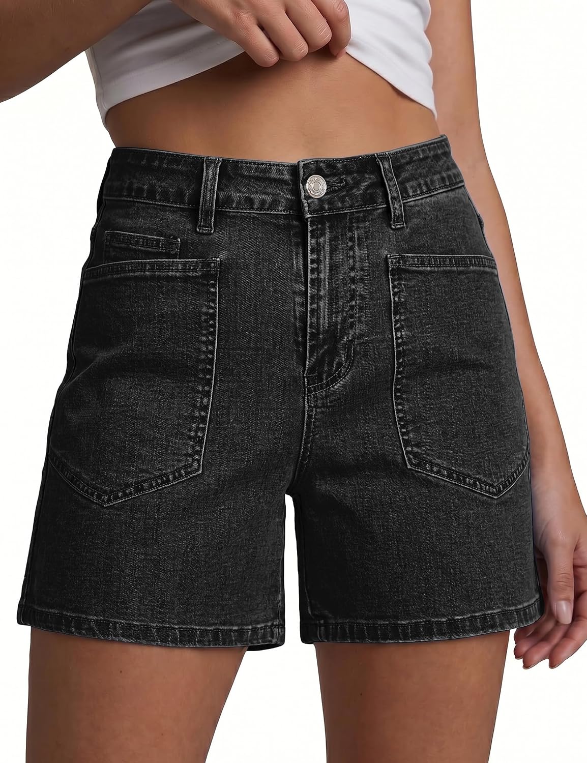  Jean Shorts Womens High Waisted Trendy Stretchy Denim Shorts Casual Summer Jorts with Pockets Concert Outfits