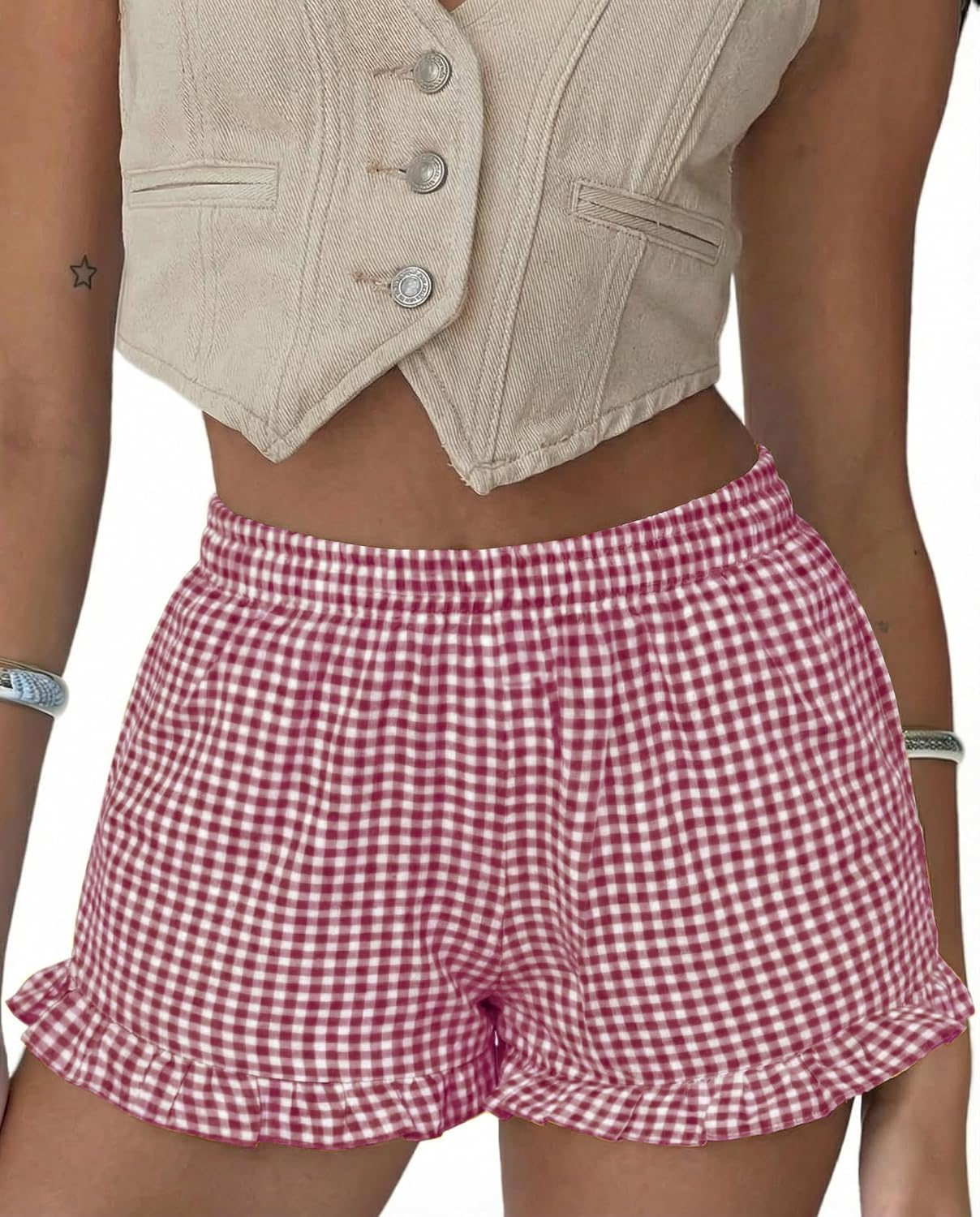 Boxer Shorts Gingham Shorts Y2K Beach Bottoms