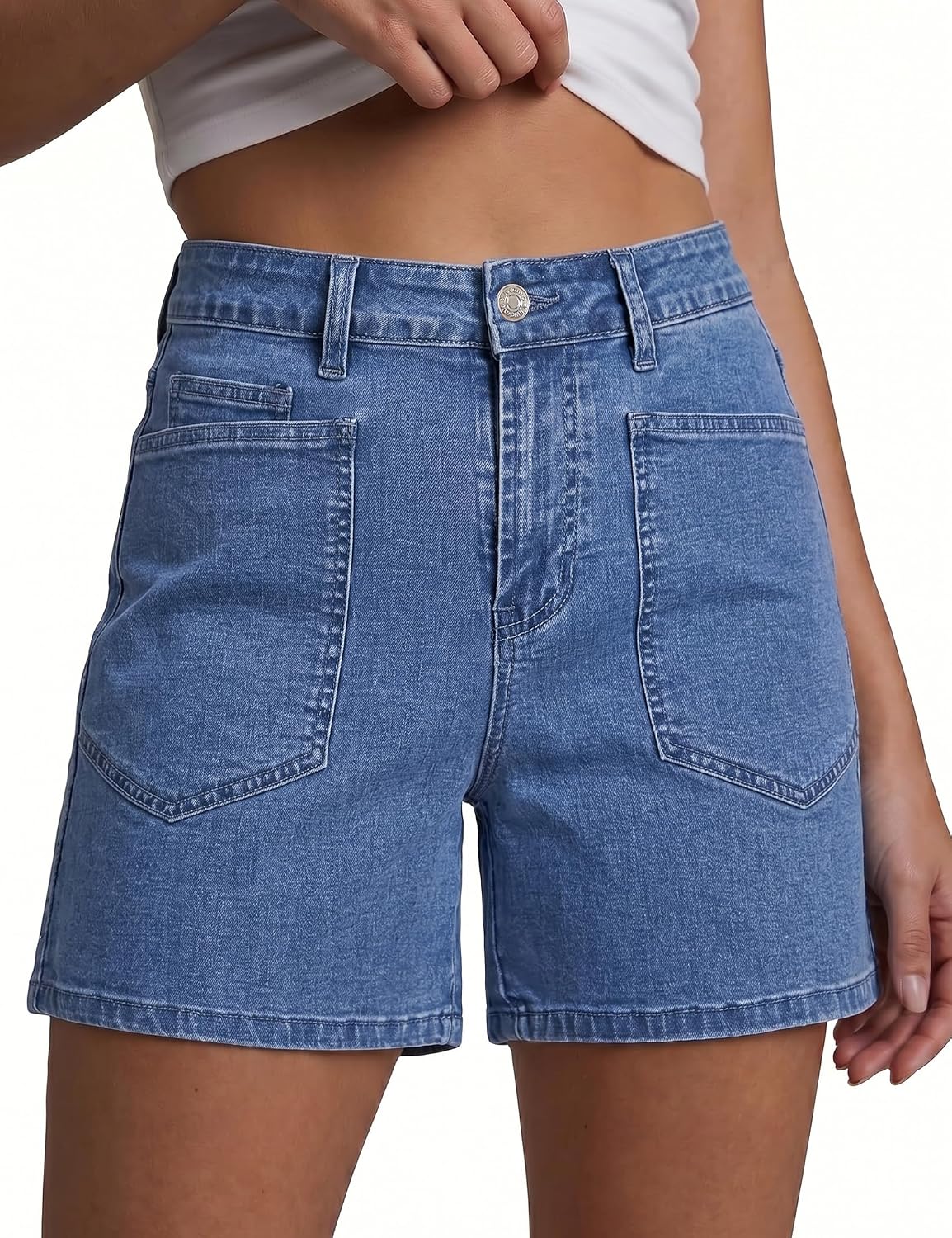  Jean Shorts Womens High Waisted Trendy Stretchy Denim Shorts Casual Summer Jorts with Pockets Concert Outfits