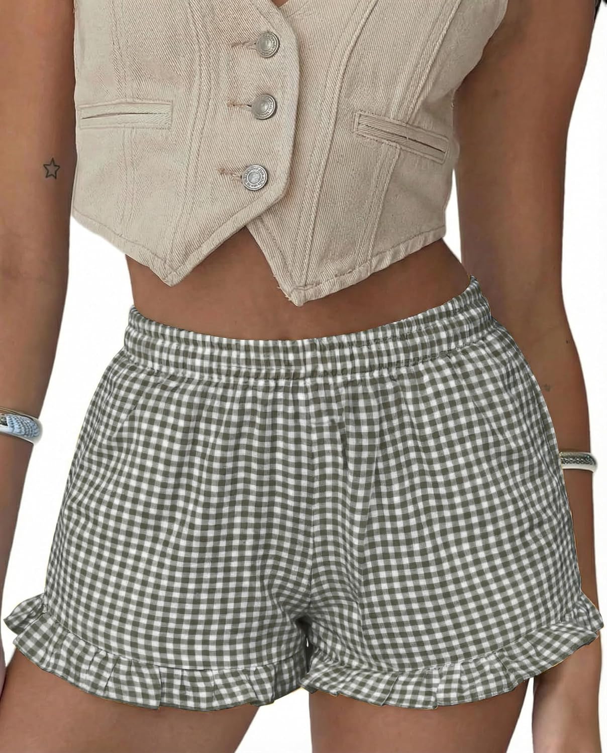 Boxer Shorts Gingham Shorts Y2K Beach Bottoms