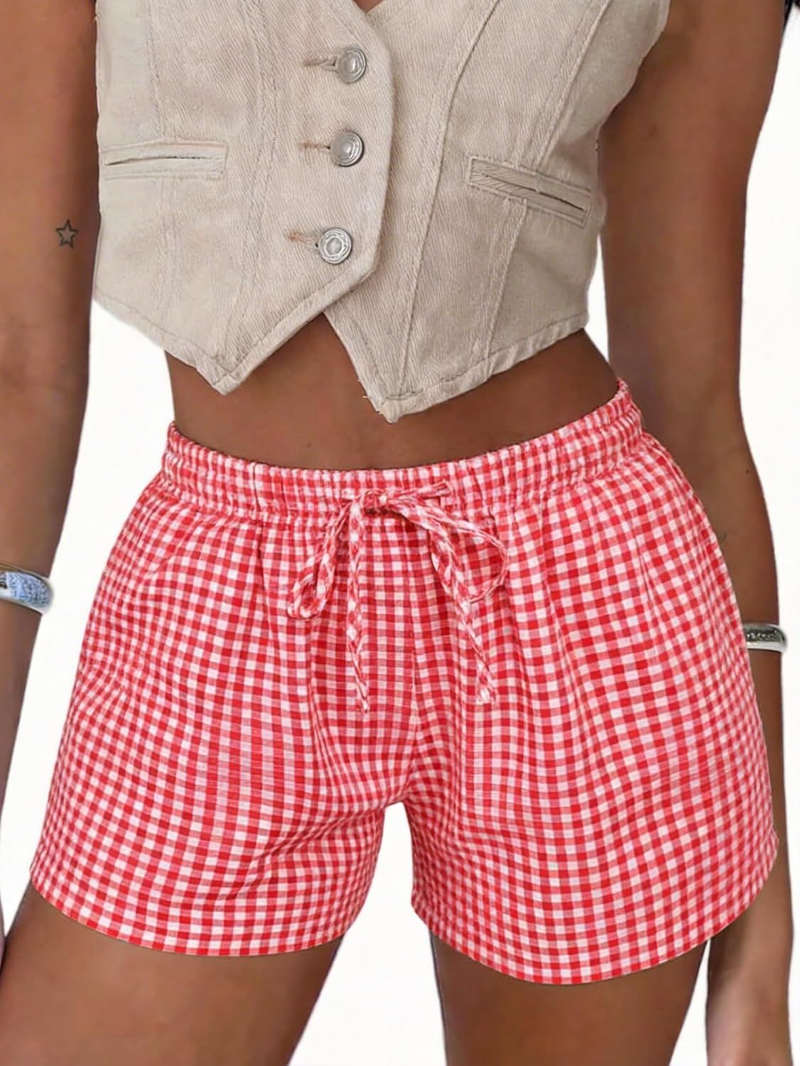Boxer Shorts Gingham Shorts Y2K Beach Bottoms