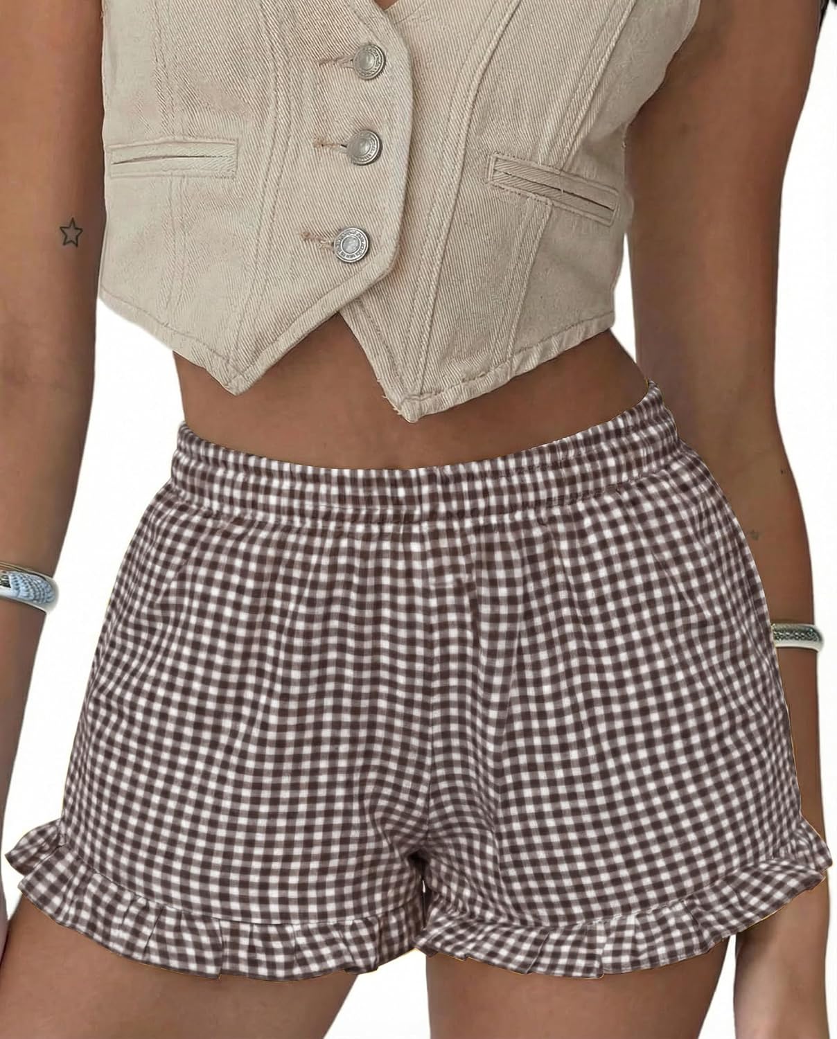 Boxer Shorts Gingham Shorts Y2K Beach Bottoms