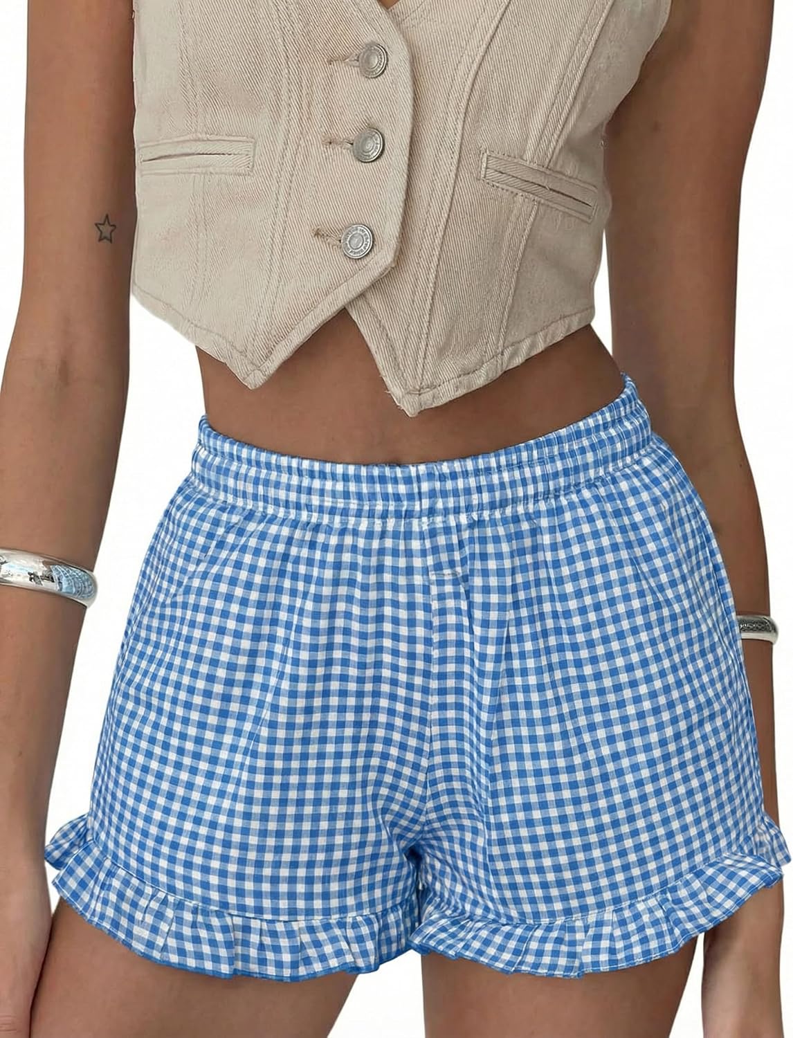 Boxer Shorts Gingham Shorts Y2K Beach Bottoms