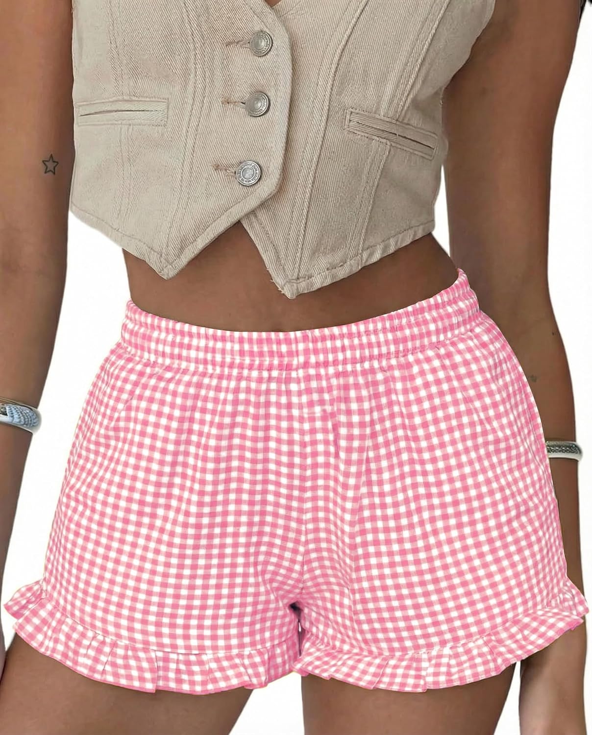 Boxer Shorts Gingham Shorts Y2K Beach Bottoms