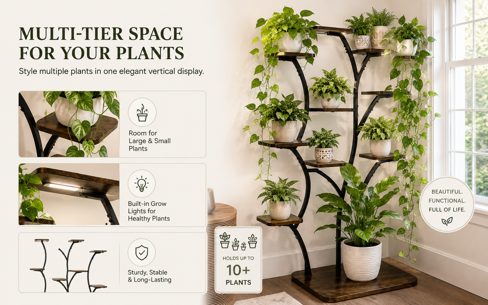 Easy Assembly Corner Plant Stand