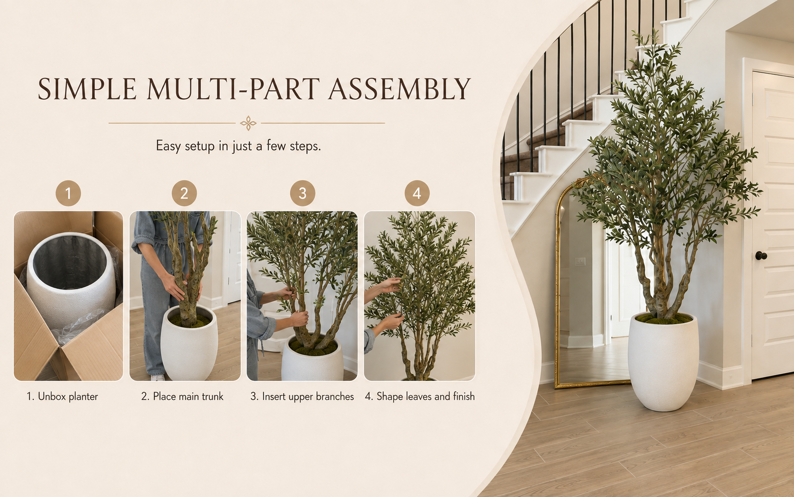 Faux Olive Tree Easy Assembly