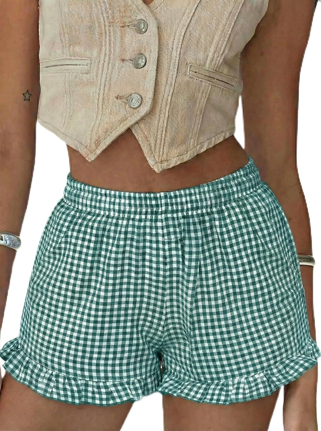 Boxer Shorts Gingham Shorts Y2K Beach Bottoms