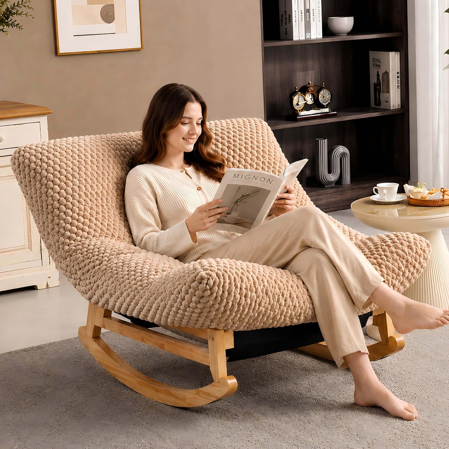 Oversized Corduroy Rocking Chair – Cozy Lounge Chair For Your Home 🤍