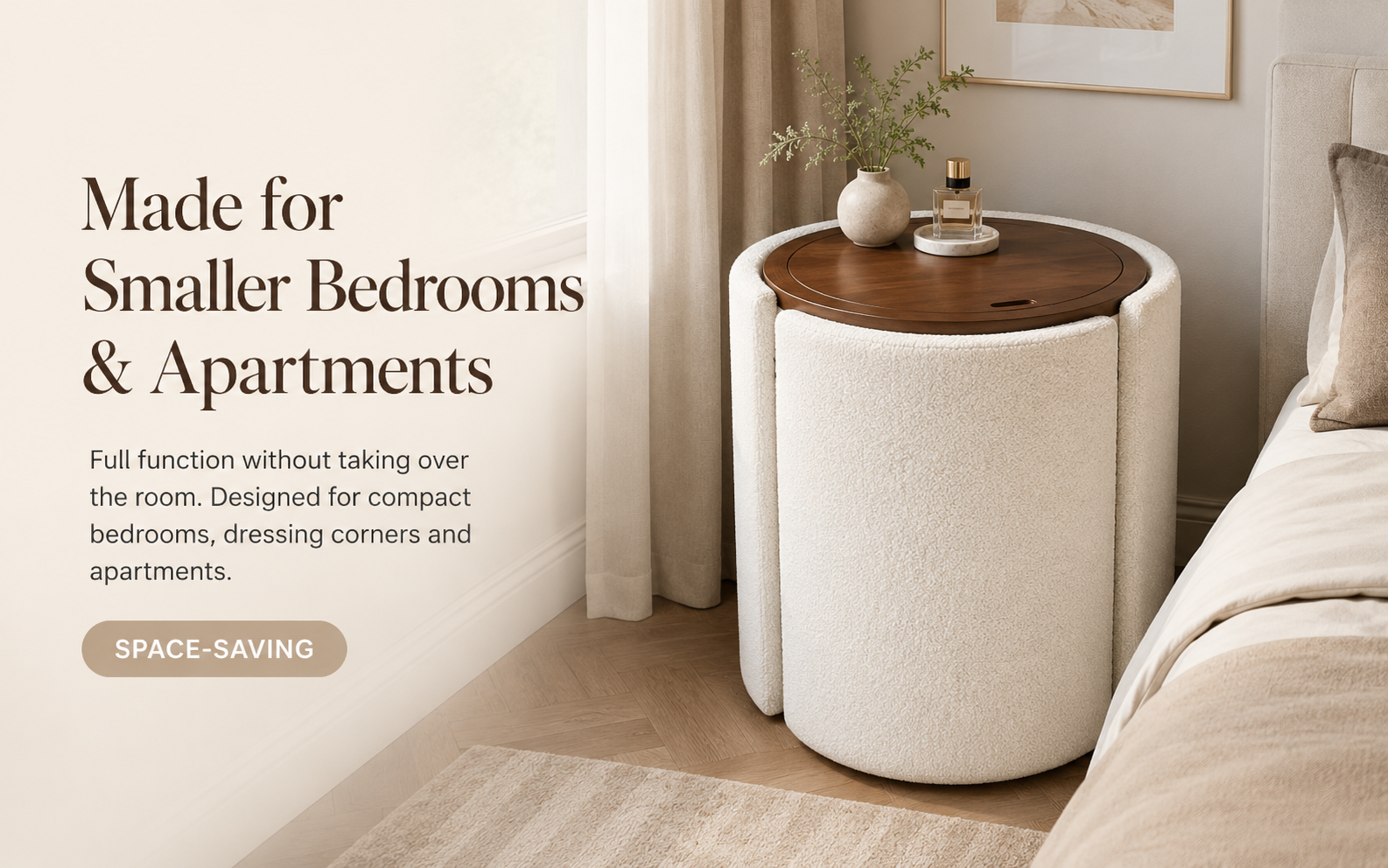 Space saving vanity for smaller bedrooms