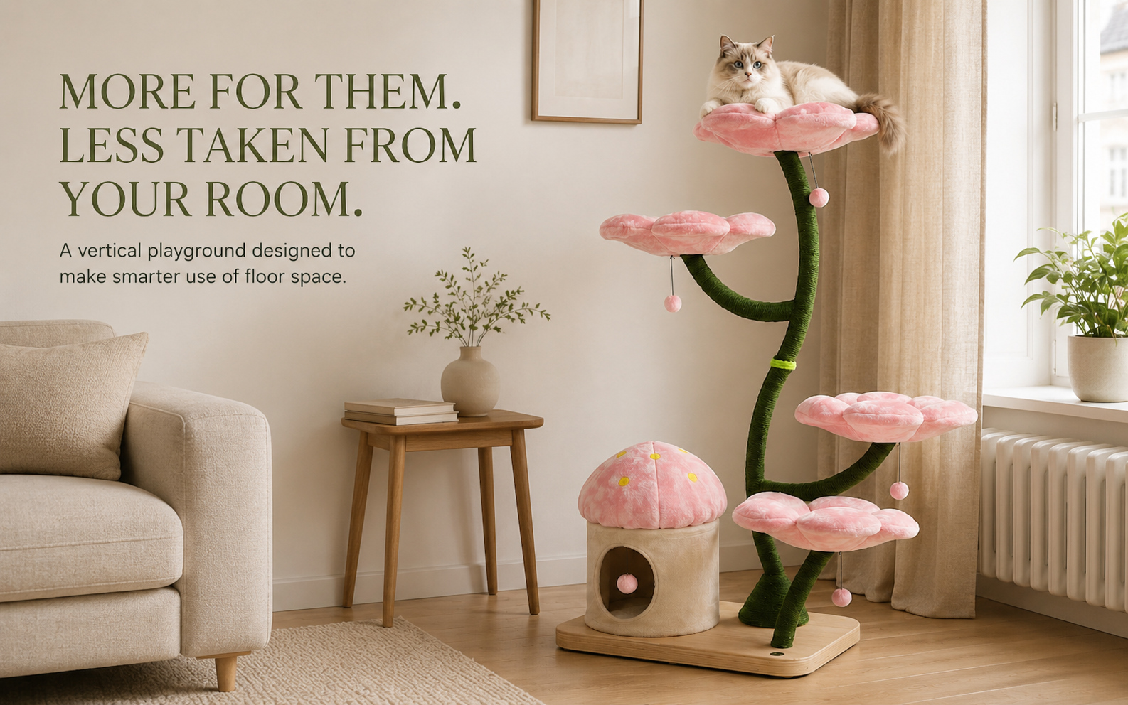 Decorative floral cat furniture in modern interior