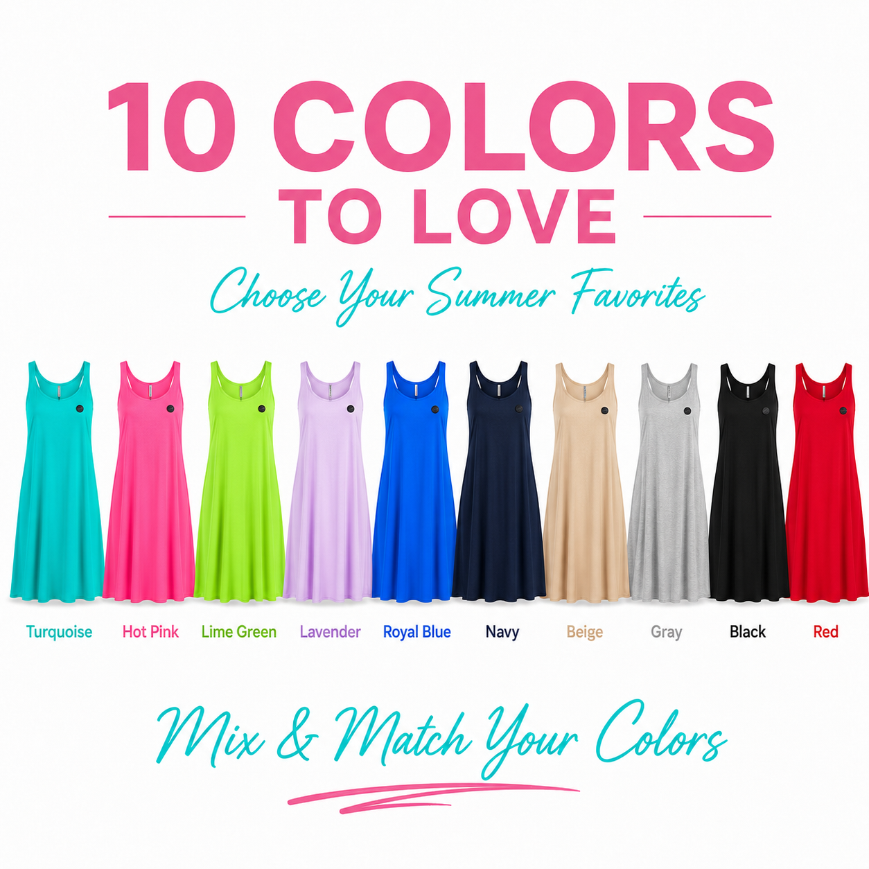 10 Pack Summer Tank Dresses – Mix & Match Your Colors ✨