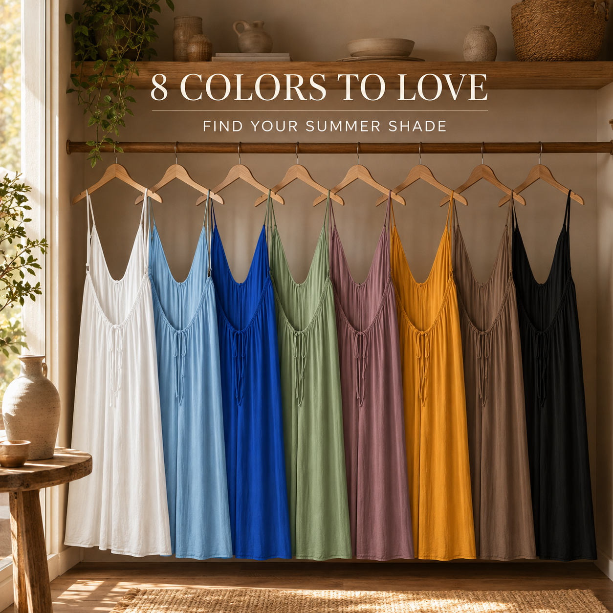 💃 FINAL HOURS! 8 Cami Lounge Dresses for ONLY €19.90 🔥✨ Women’s Solid Color Summer Dress 💕
