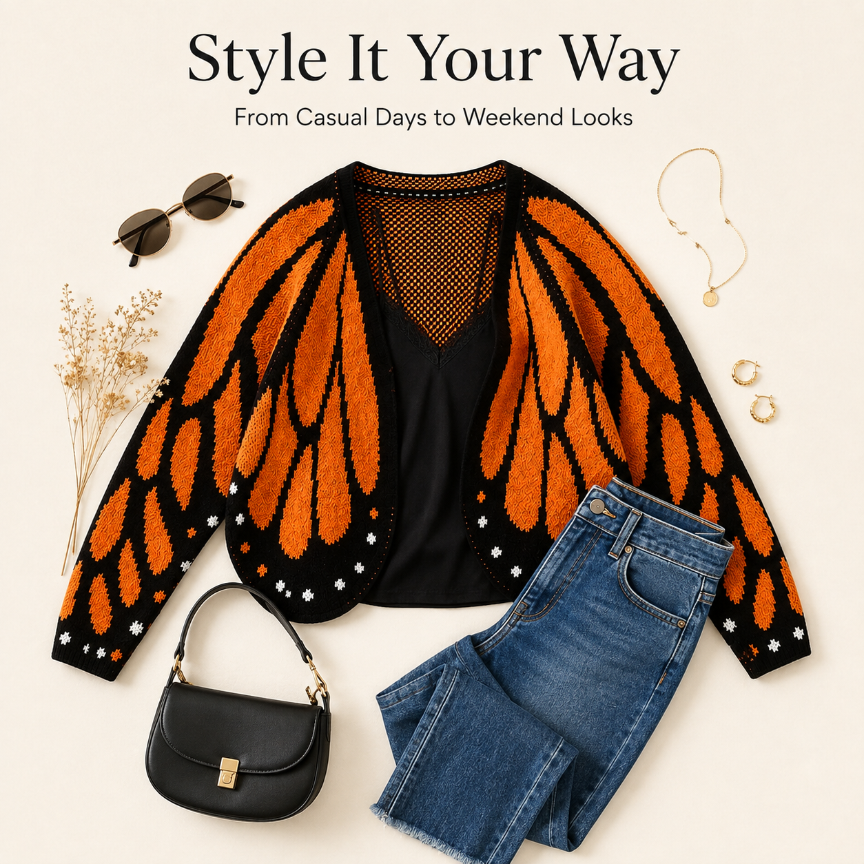 🦋 Women’s Butterfly Wing Knit Cardigan – Loose Fit, Lightweight & Stylish ✨