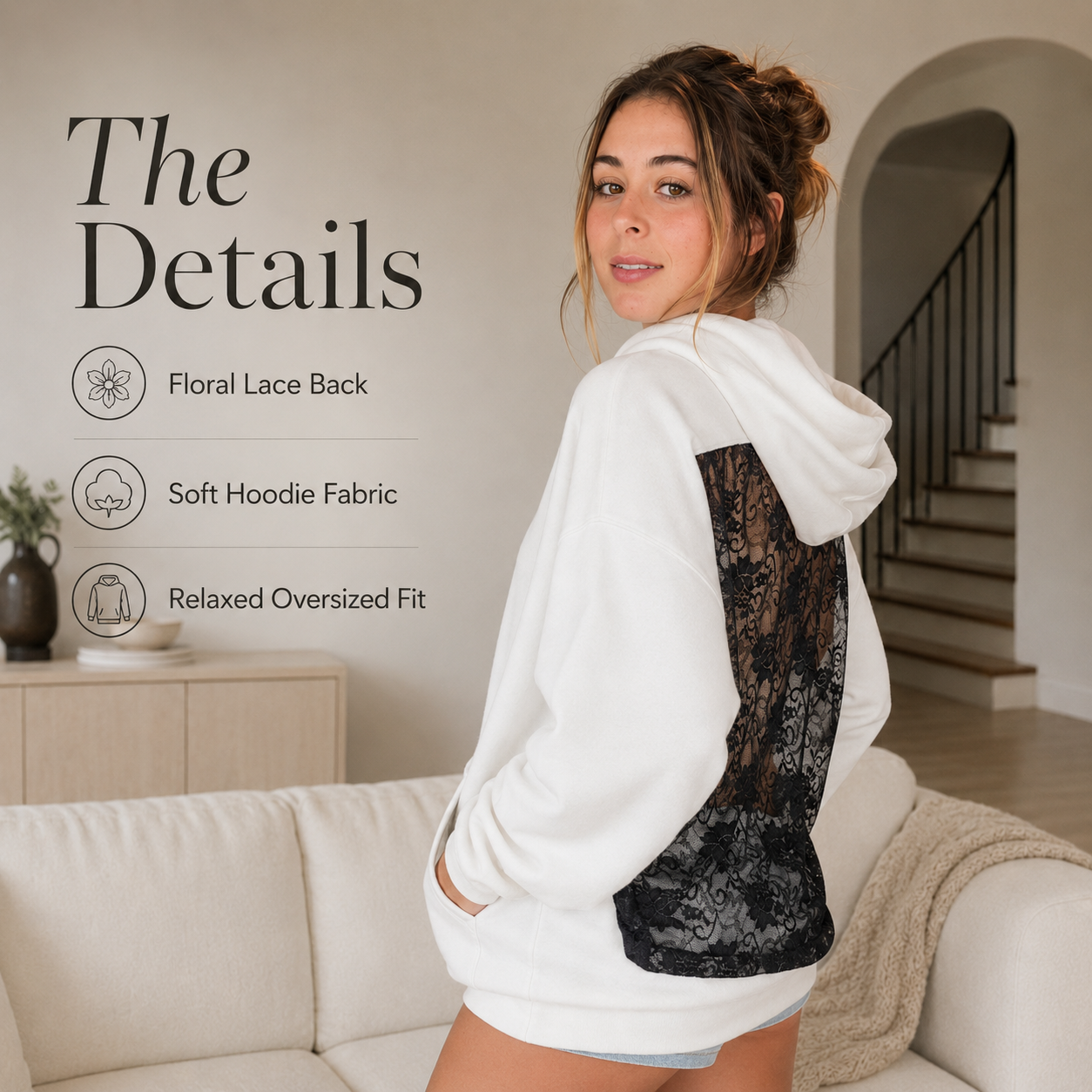 ✨ Last Chance! Lace Back Hoodie 😍🖤 Casual Front, Stunning Lace Back 🔥