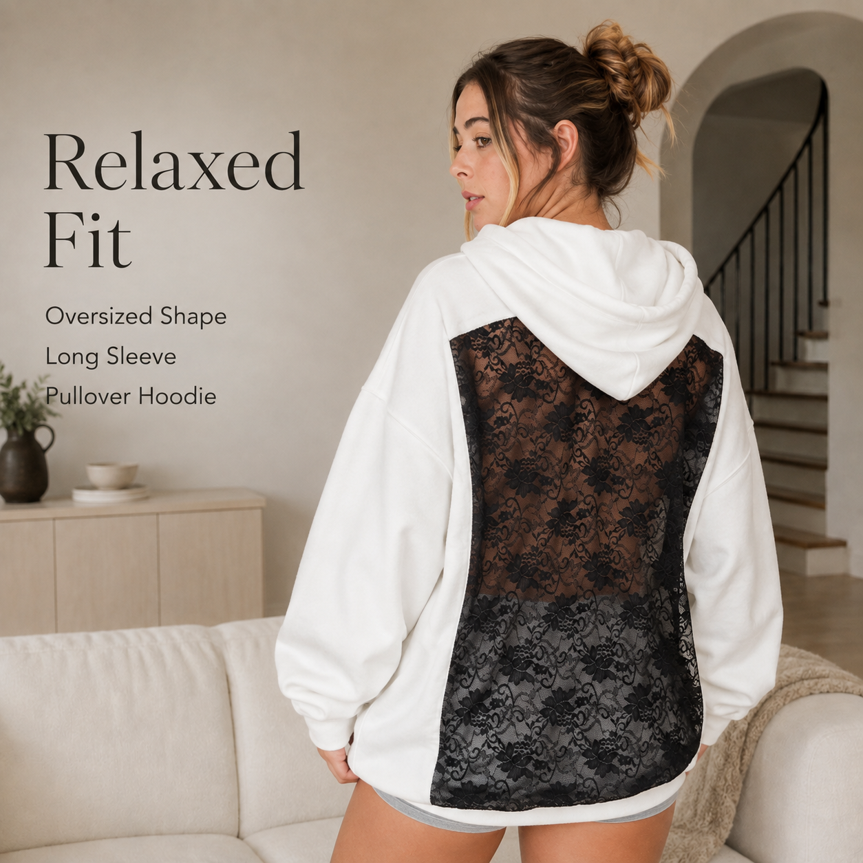 ✨ Last Chance! Lace Back Hoodie 😍🖤 Casual Front, Stunning Lace Back 🔥
