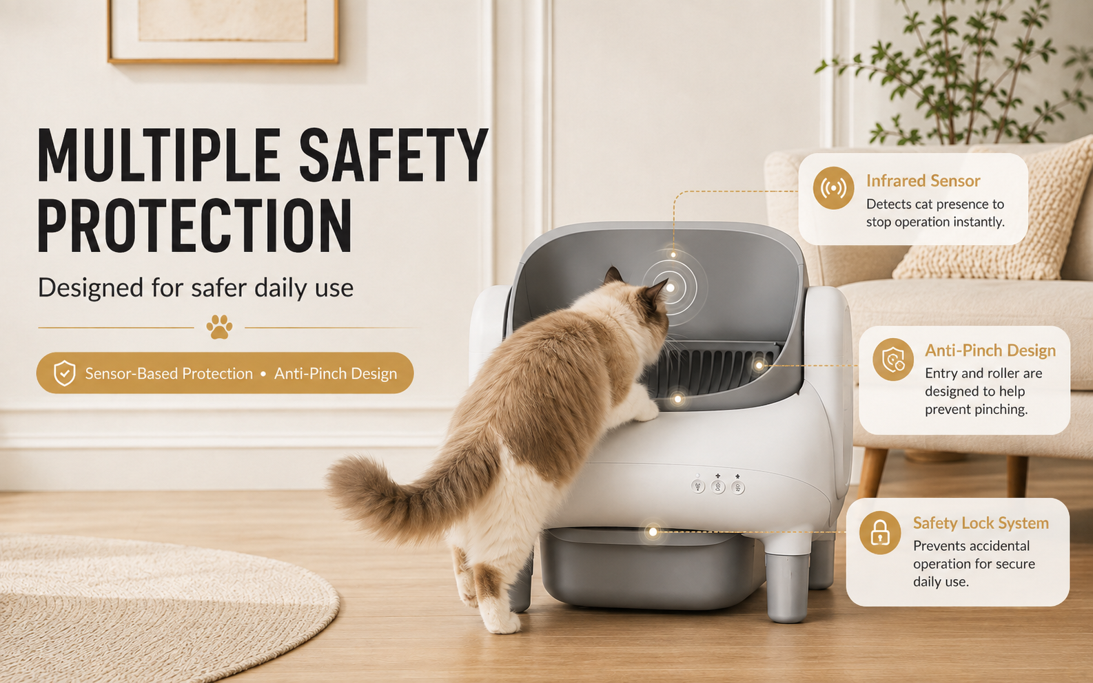 Large Waste Drawer Self Cleaning Cat Litter Box