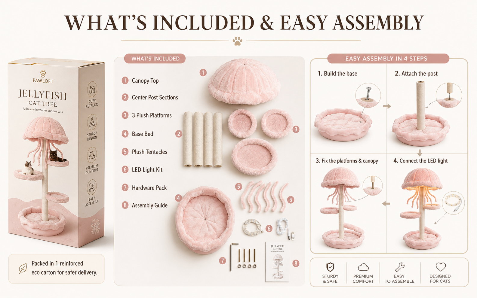 Jellyfish Cat Tree What Is Included and Easy Assembly