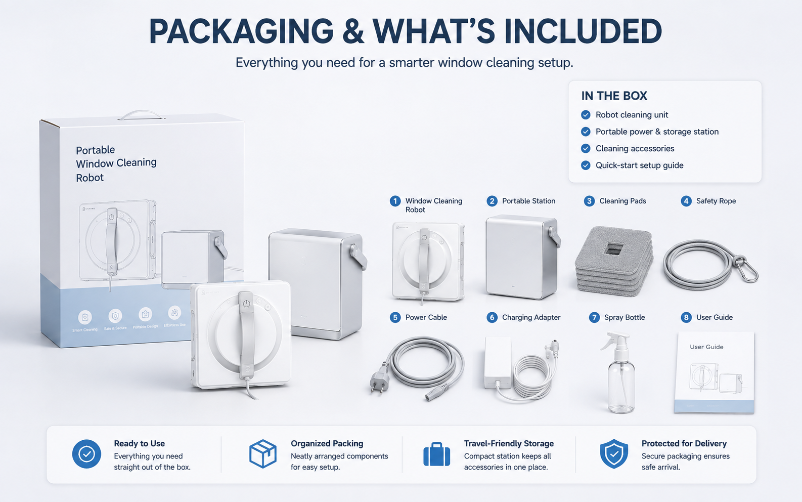 Window cleaning robot package contents