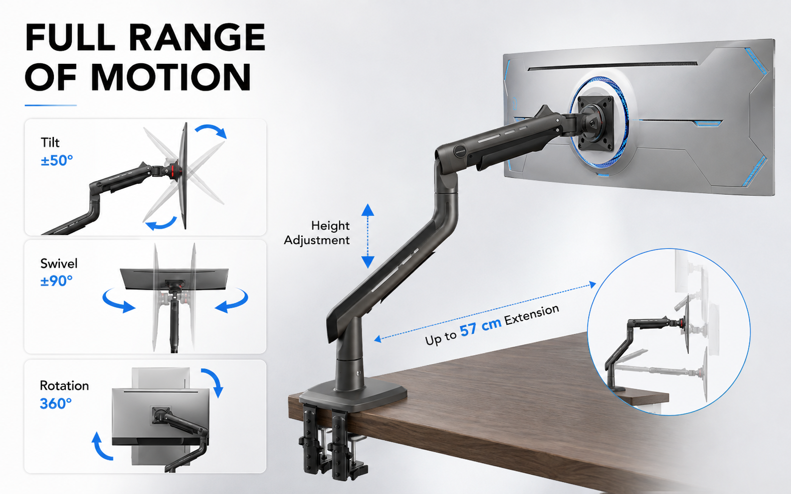 Full Motion Ultrawide Monitor Arm