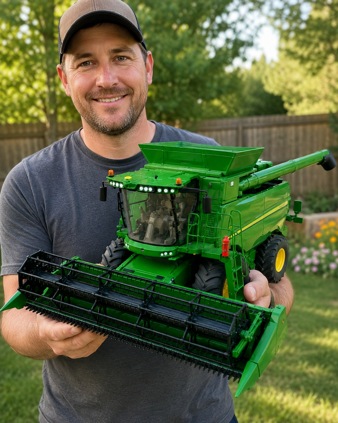 RC combine harvester indoor detail photo