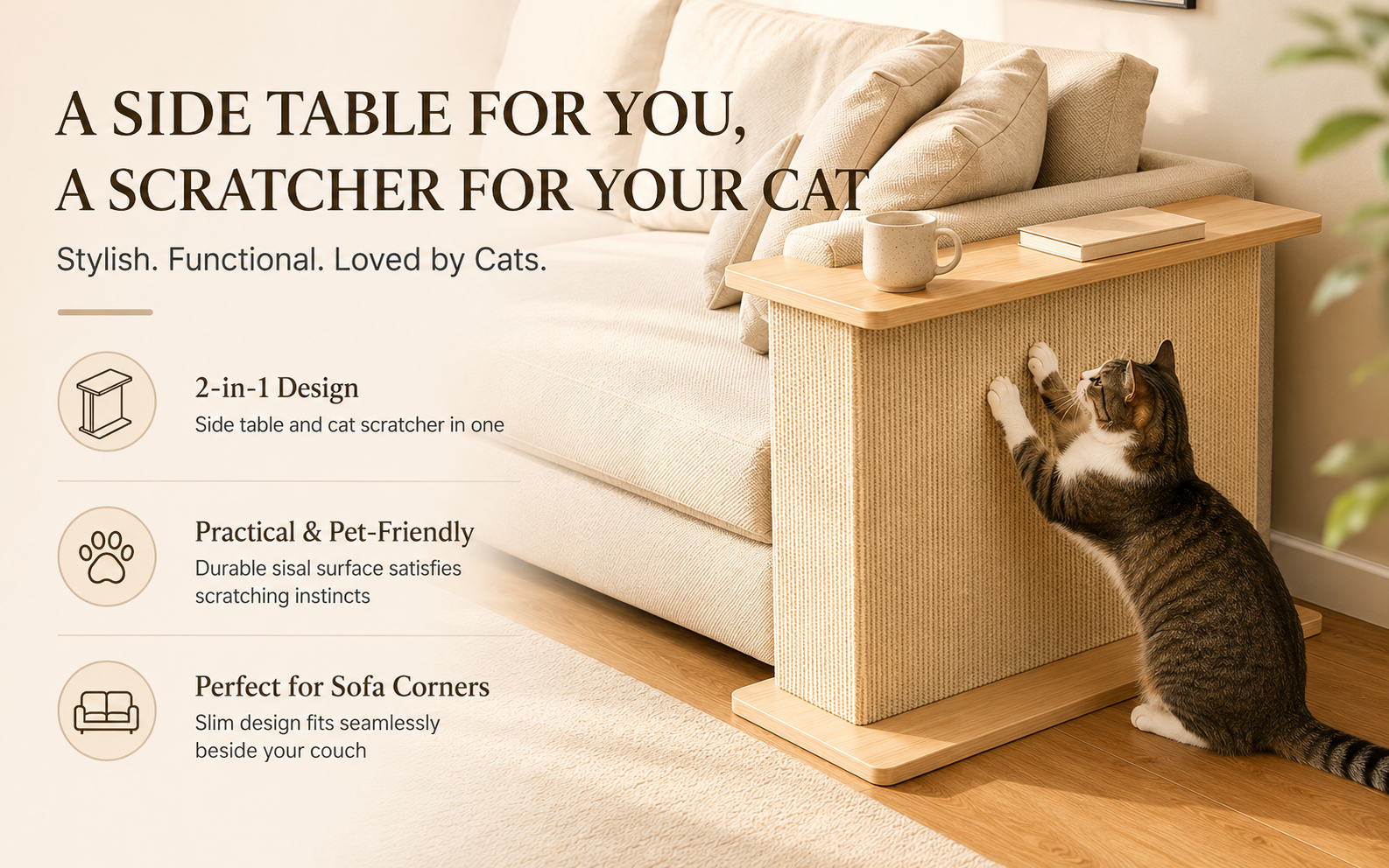 cat scratcher end table size guide