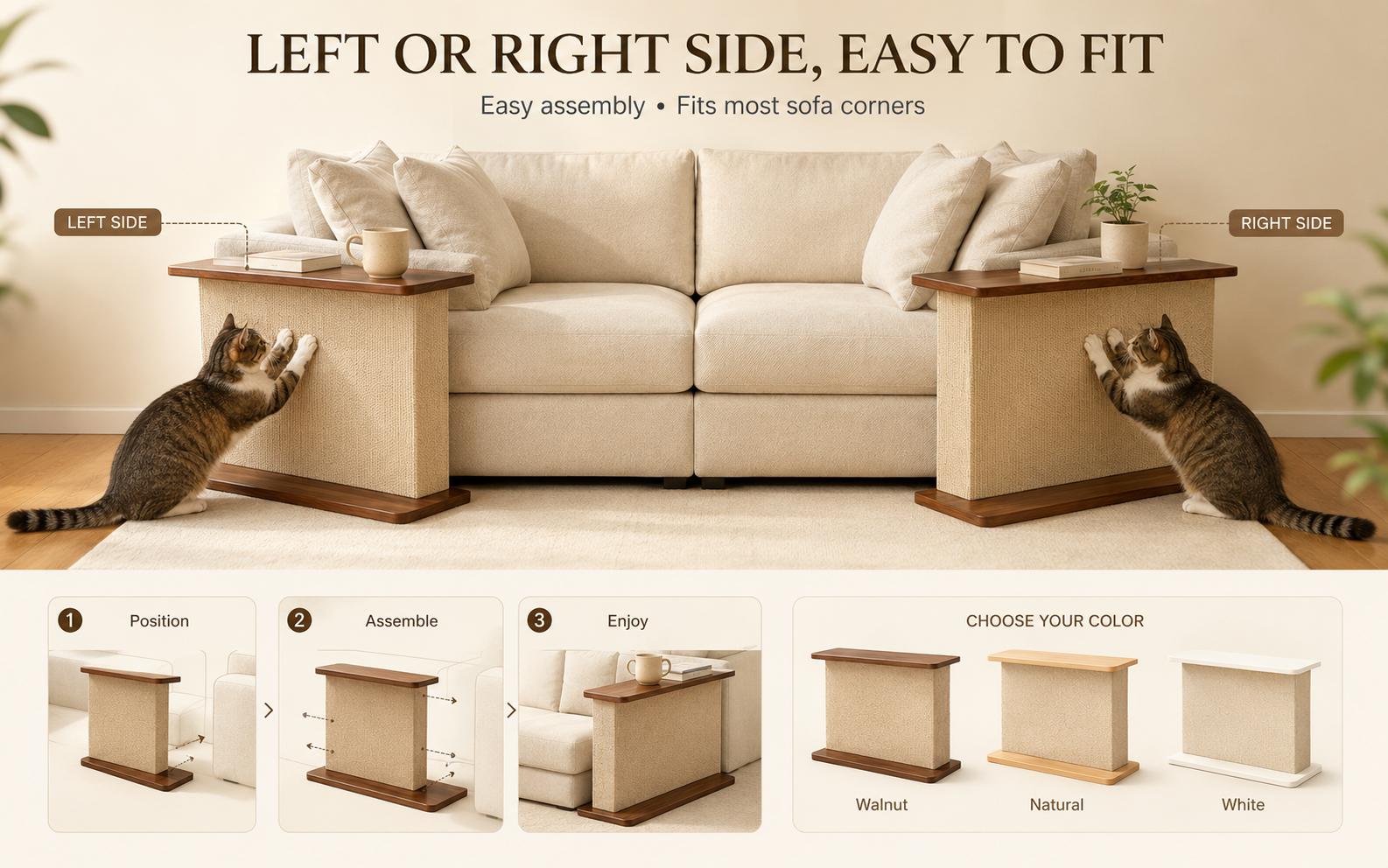 left or right sofa side cat scratcher table