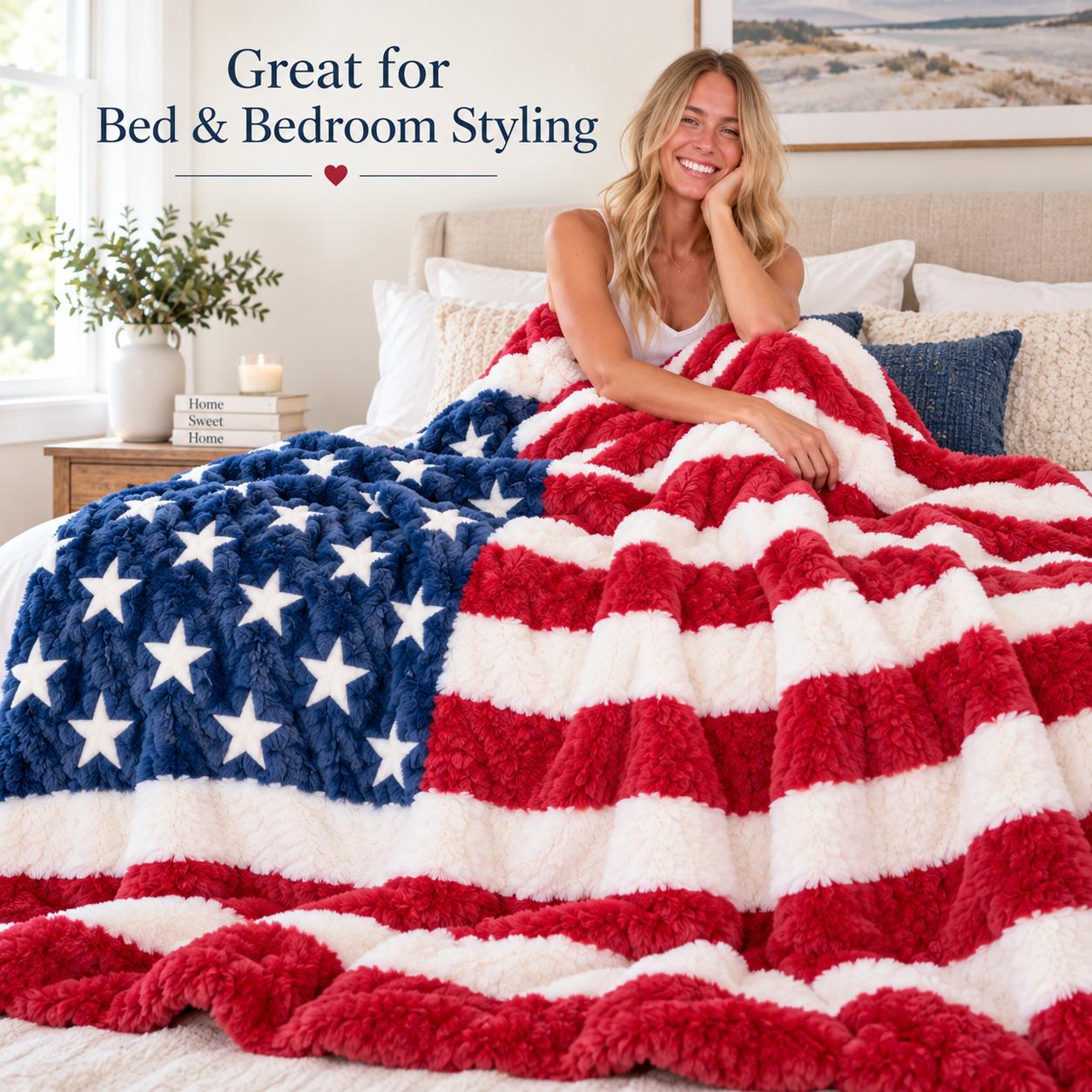 Ultra-Soft American Flag Plush Blanket – Oversized Cozy Throw for Couch, Bed & Travel