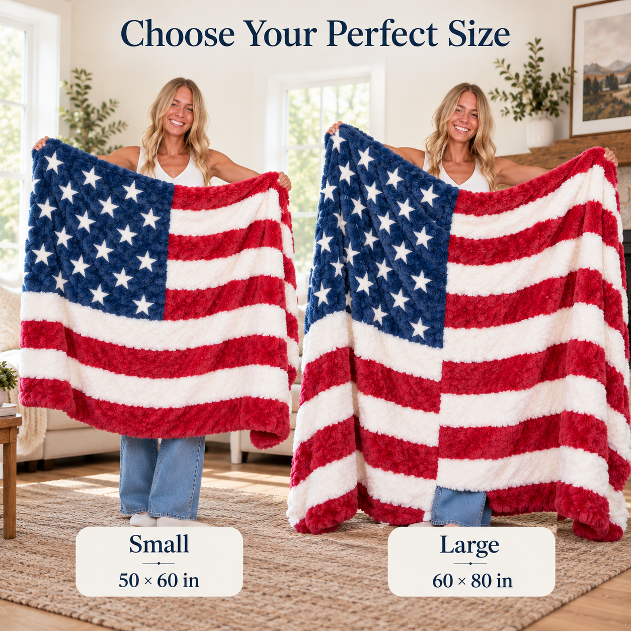 Ultra-Soft American Flag Plush Blanket – Oversized Cozy Throw for Couch, Bed & Travel