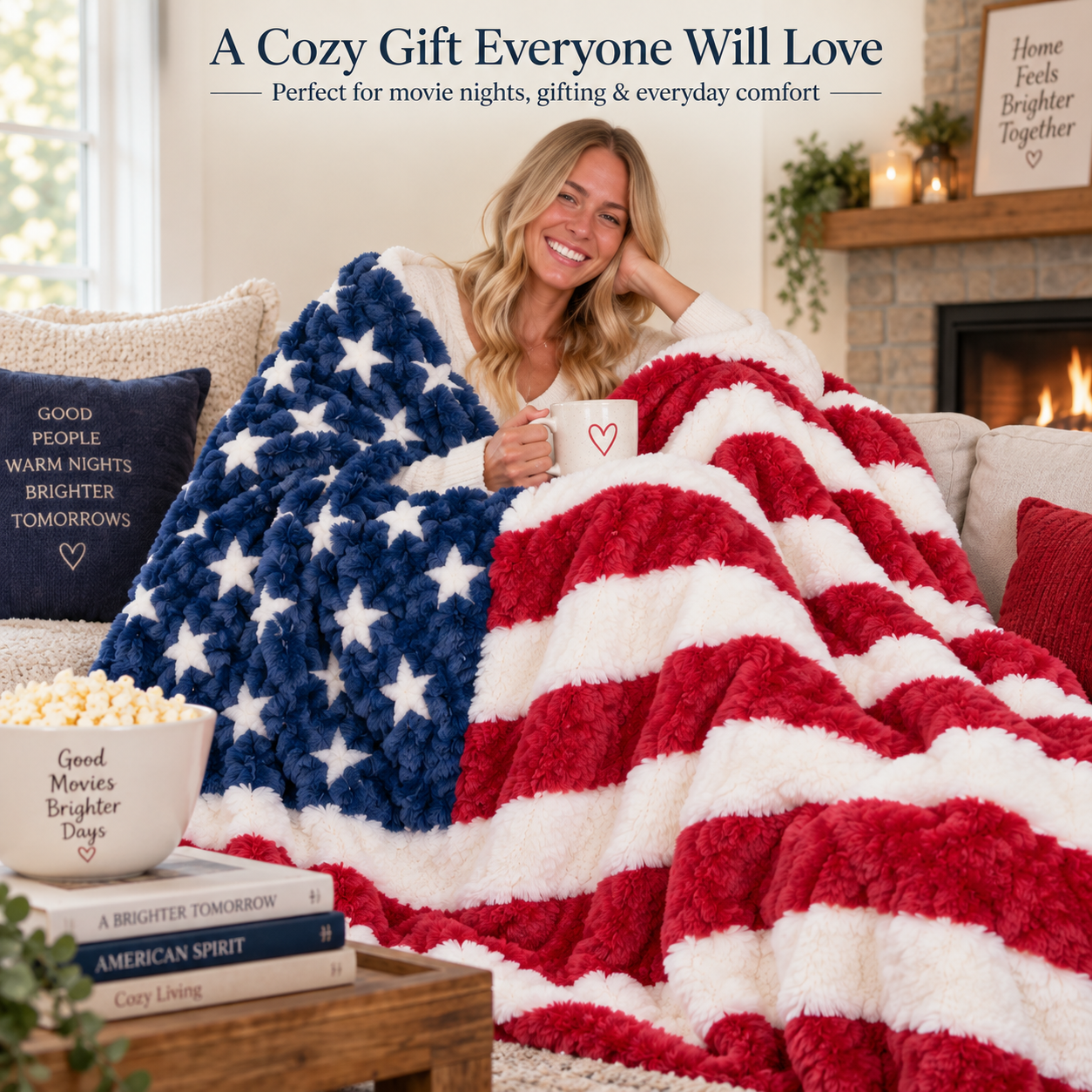 Ultra-Soft American Flag Plush Blanket – Oversized Cozy Throw for Couch, Bed & Travel
