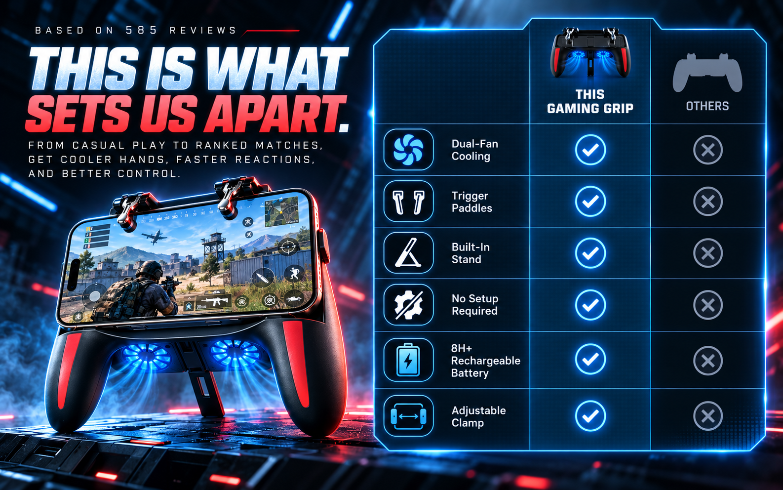Mobile gaming grip action demonstration