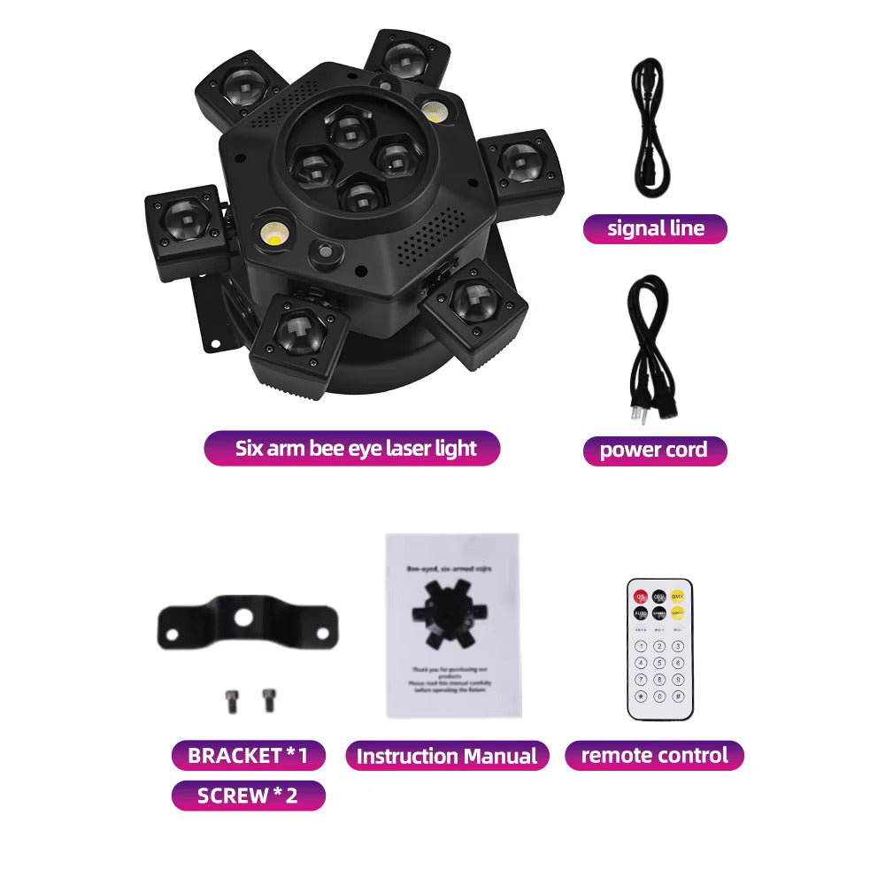 2 Pack Moving Head Disco Lighting 6 Arms RGBW LED Strobe Lighs