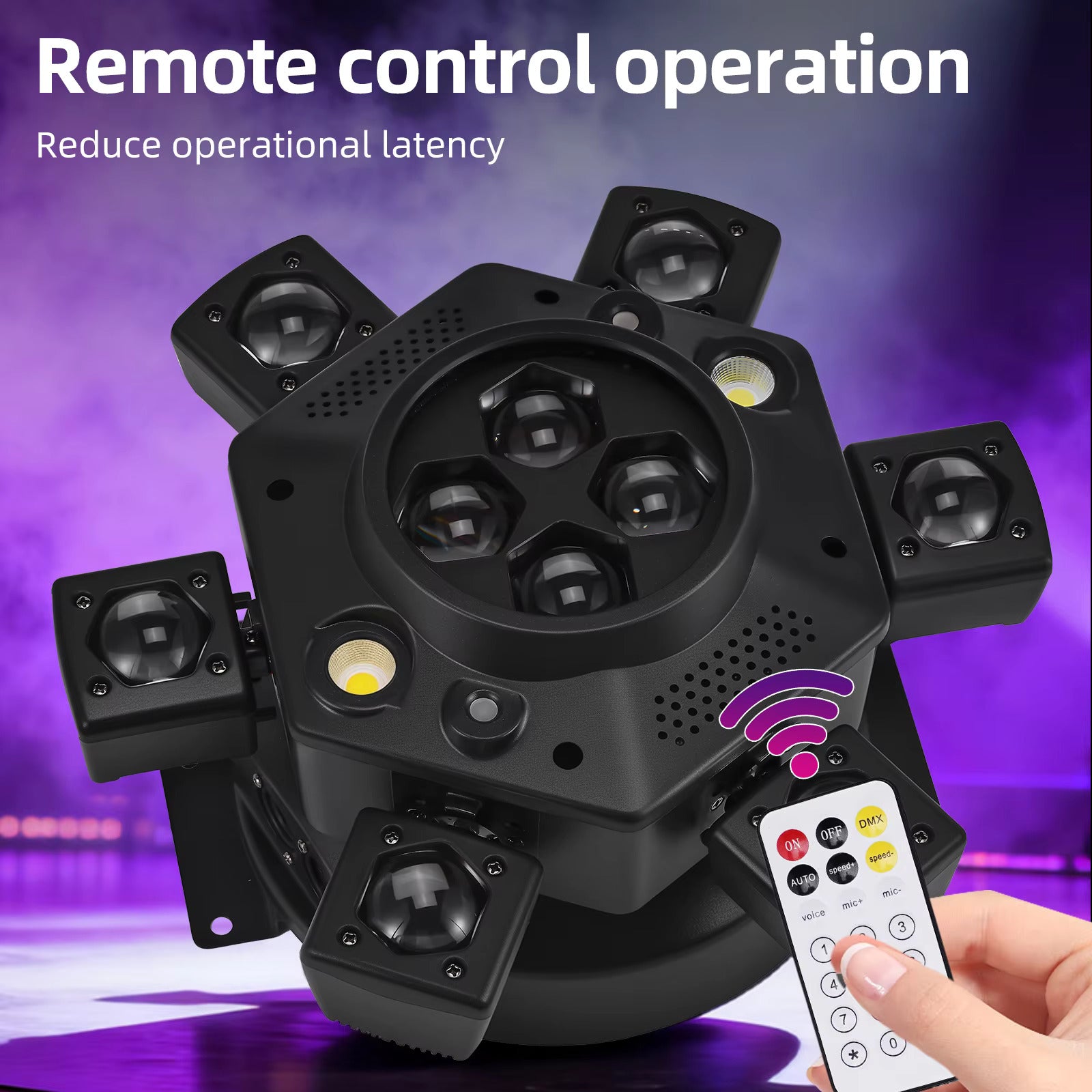 2 Pack Moving Head Disco Lighting 6 Arms RGBW LED Strobe Lighs