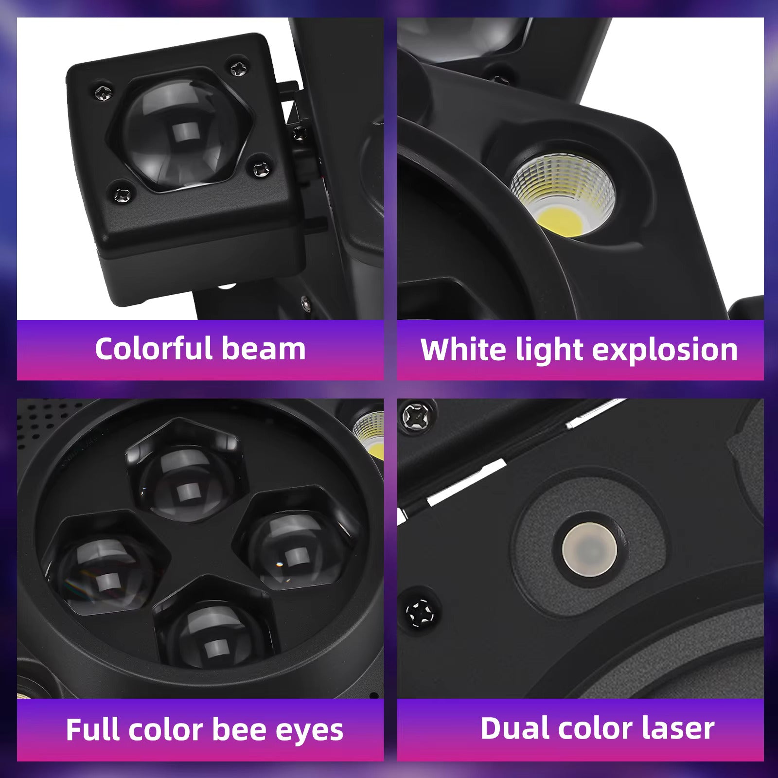 2 Pack Moving Head Disco Lighting 6 Arms RGBW LED Strobe Lighs