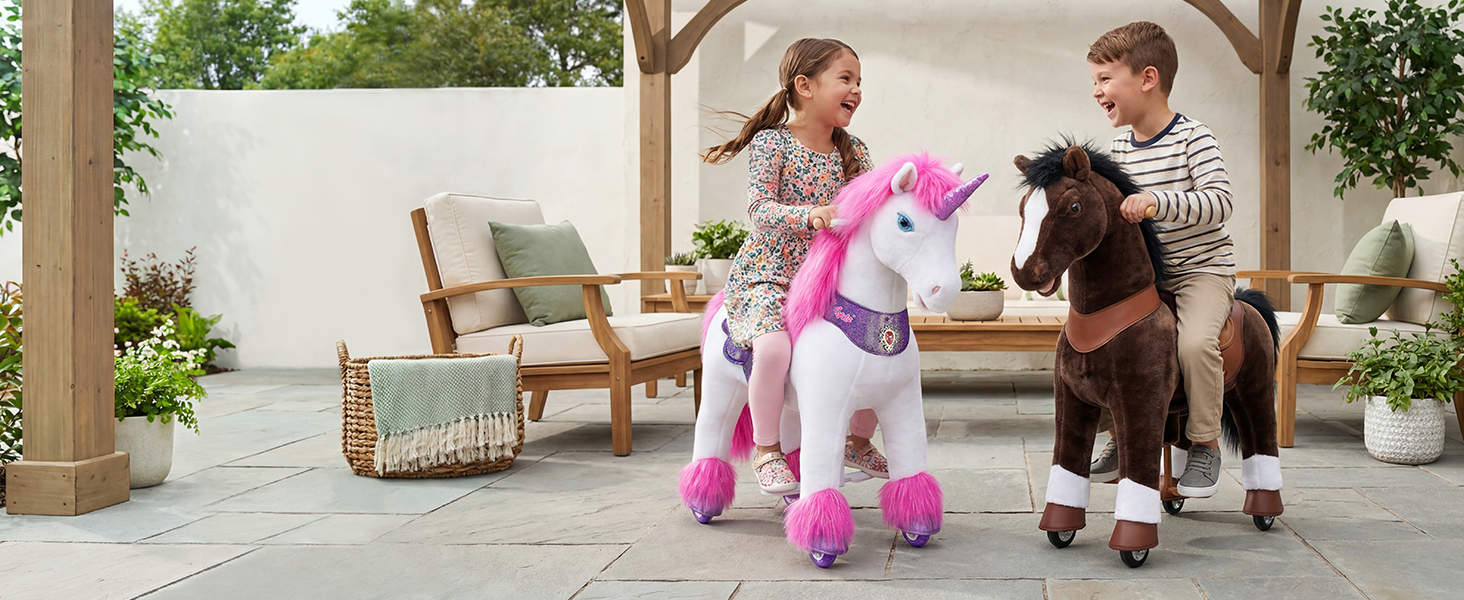 riding horse kids riding toys ride on unicorn rideable horse for kids power pony moving horse