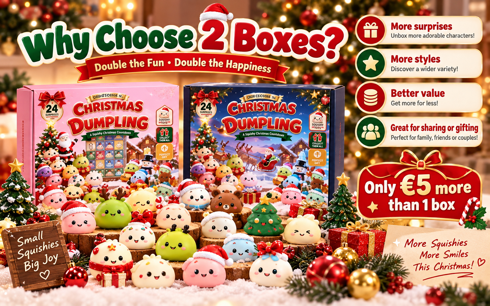 What is inside each Christmas Squishies Advent Calendar box